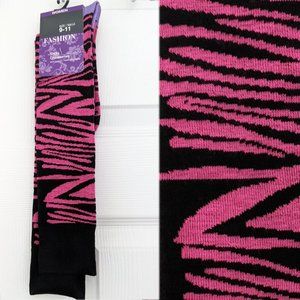 Black & Pink Tiger / Zebra Print Socks